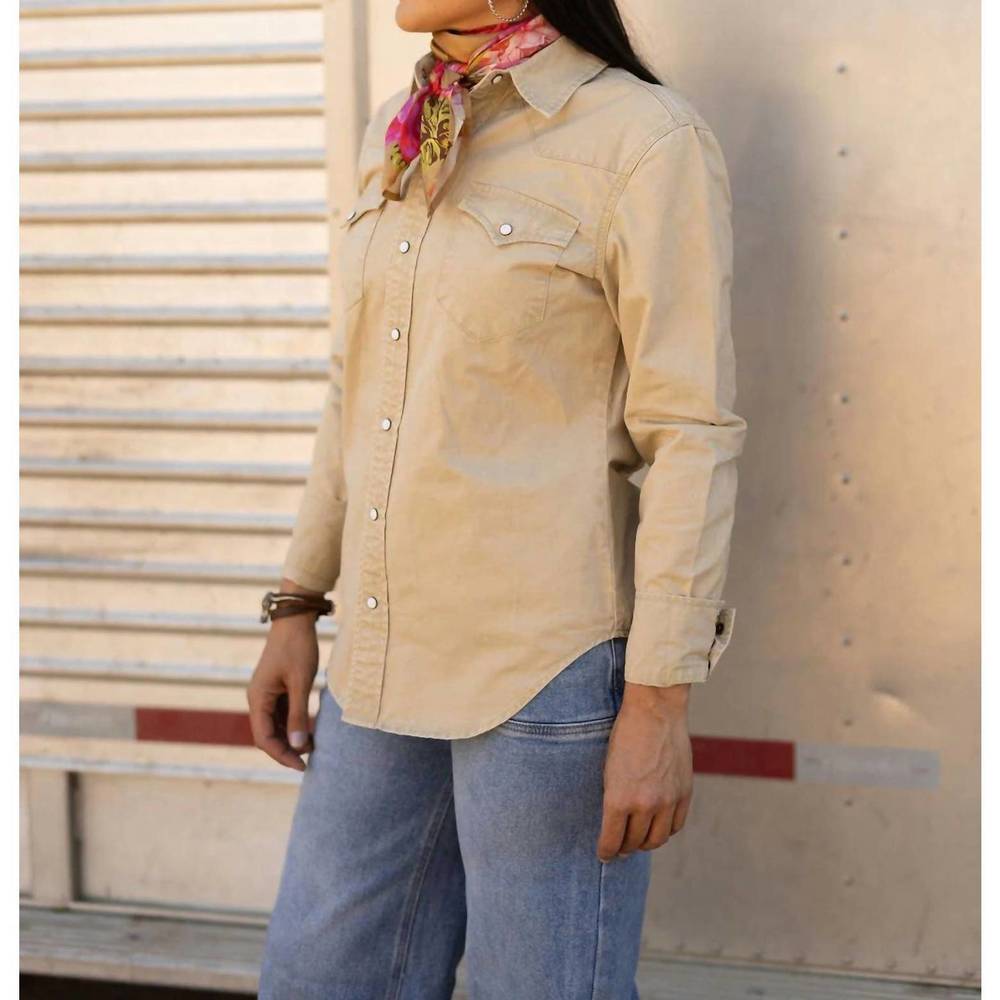 NEW RODEO QUINCY cedona pearlsnap top in khaki - Picture 4 of 4
